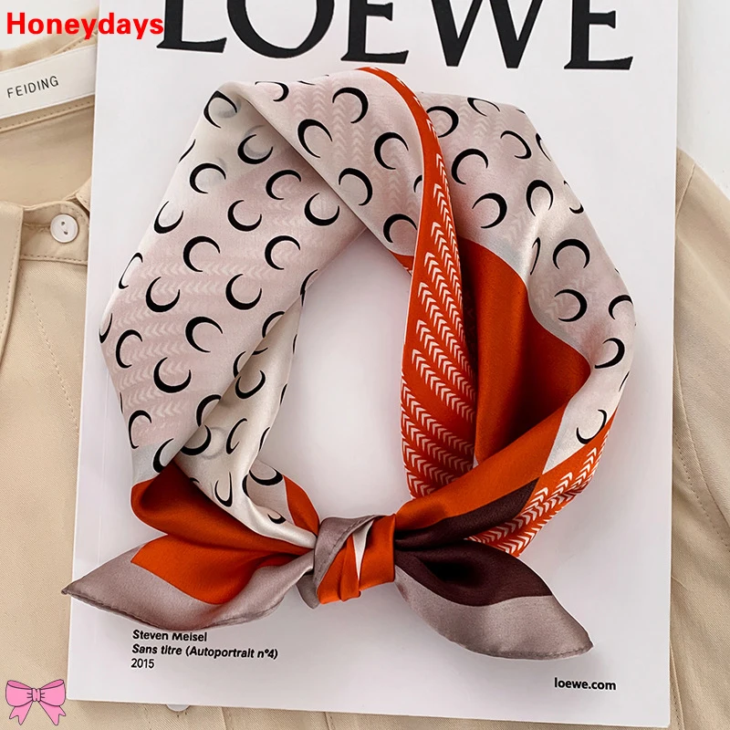 

Luxury Brand Design 100%Silk Scarf Month Bright Dot Print Square Scarfs Popular Hair Band Occupational Scarves Party Neckerchief