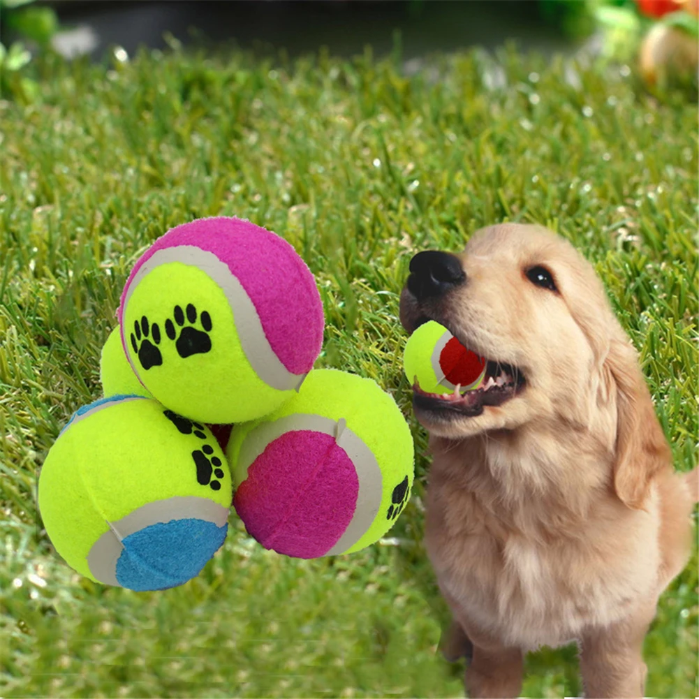 

Dog Paw Print Tennis Ball Dogs Run Catch Fetch Throw Play Toy Puppy Training Chew Biting Balls Toys Pet interactive Toys