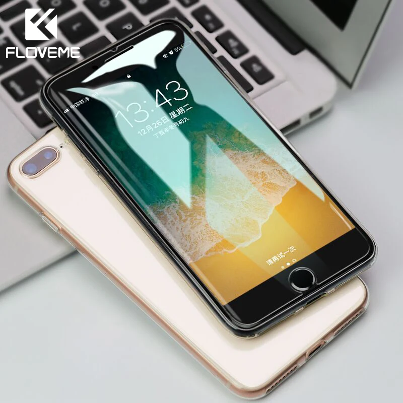 Защитное закаленное стекло FLOVEME для iPhone 7 Plus X XR XS Max 9H Защитная пленка 5 5S 5C SE 6 6S 8