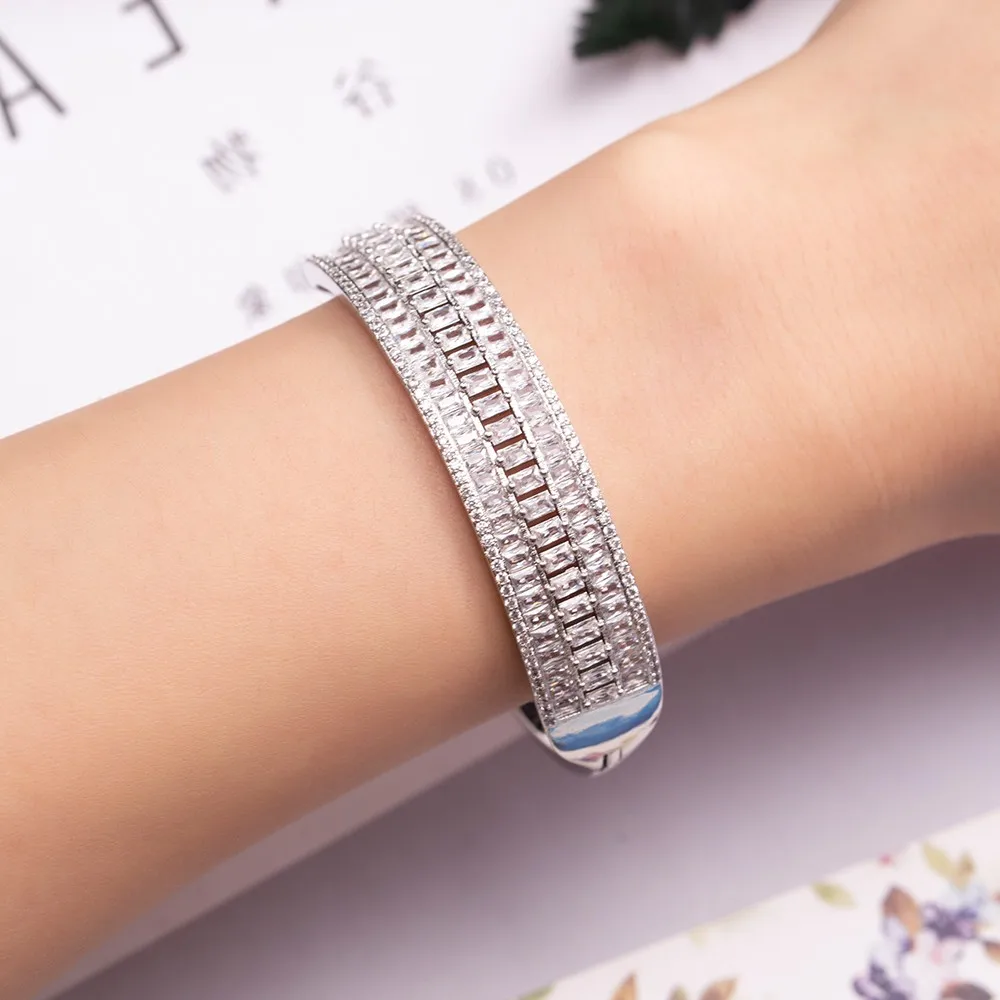 Роскошный браслет с квадратным камнем обручальный для женщин свадебные