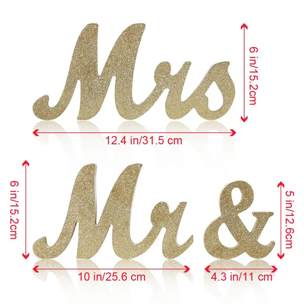 

Vintage StyleGold Glitter Mr & Mrs Wooden Letters for Wedding Decoration DIY Decoration