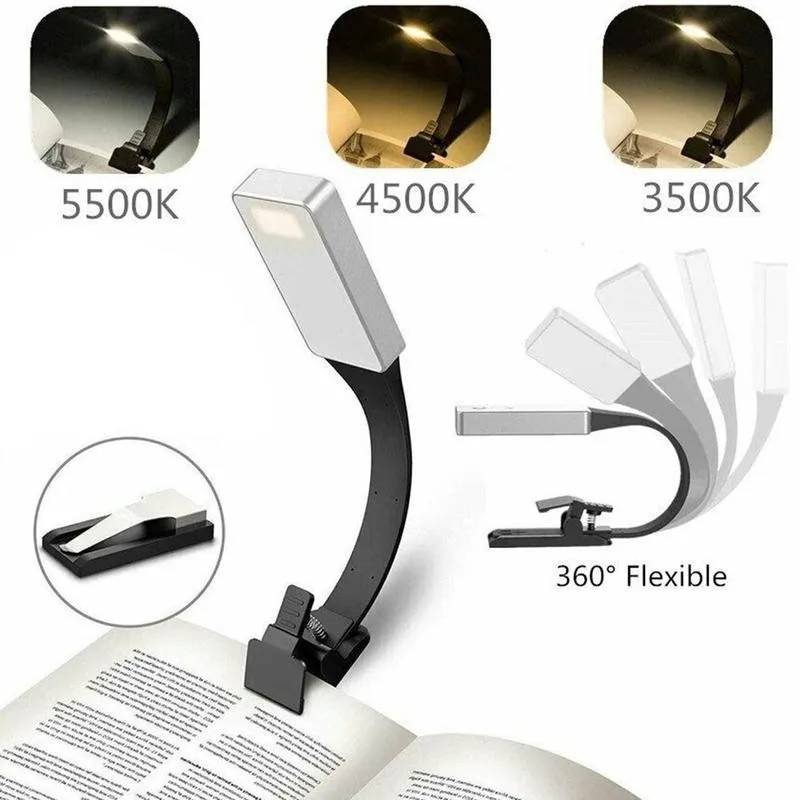 

Reading Clip Light On Book USB Rechargeable Flexible LED Eye Protection Night Lights Mini Portable Student Reading Lamp