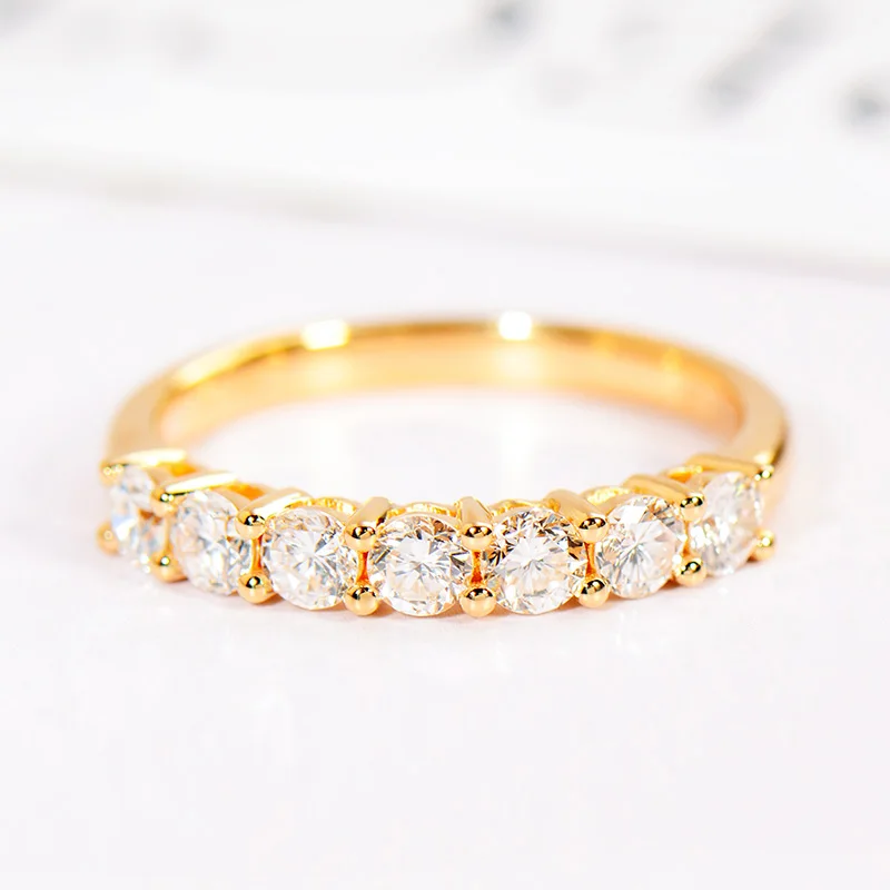 14K желтое золото DF цвет Moissanite кольцо вечерние ювелирные изделия Свадьба