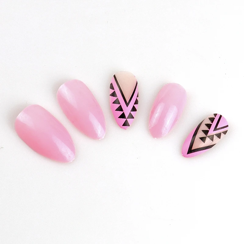 12Pcs Long Stiletto False Nail Tips With Glue Colorful Full Cover Fake Nails Tips Manicure Press On Nails Charms