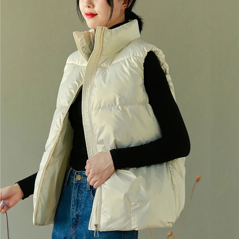 

Winter Women Down Jacket Warm Thick Quilted Coats Vest Windproof Waistcoat Chic Parka Autumn Female 2021 Za Women's Clothing