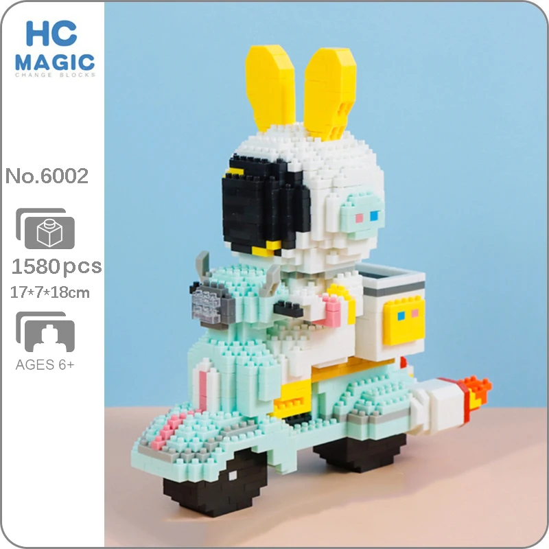 

HC 6002 Space Rabbit Building Blocks Astronaut Express Motorcycle Car Animal Model Mini Diamond Bricks Toy for Children Kid Gift