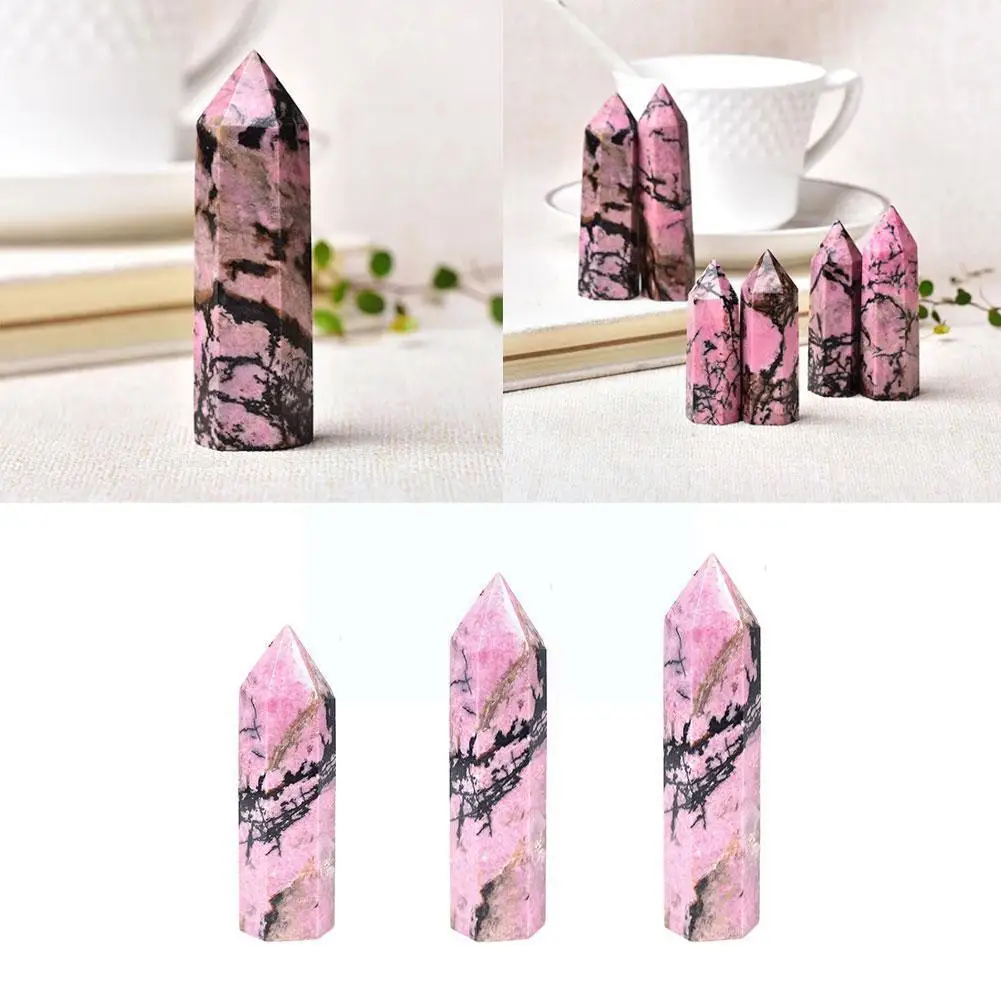 

1pc Natural Quartz Point Rhodonite Healing Obelisk Pink Stone Wand Rhodochrosite Ornament For Home Decor Energy Stone Gift S8R5