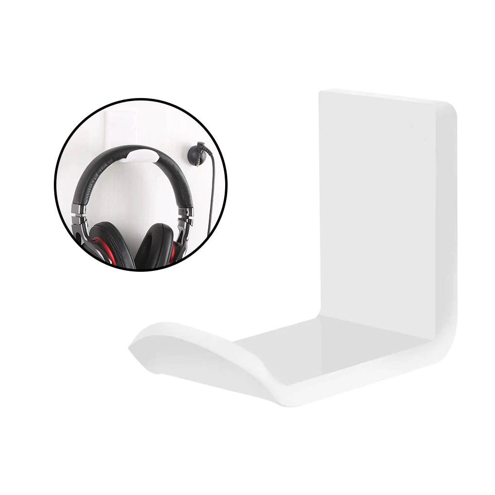 

2pcs Sticker Acrylic Headphone Bracket Hanger Under Desk Wall Mounted Headset Holder Hook Earphone Sticky Display Stand