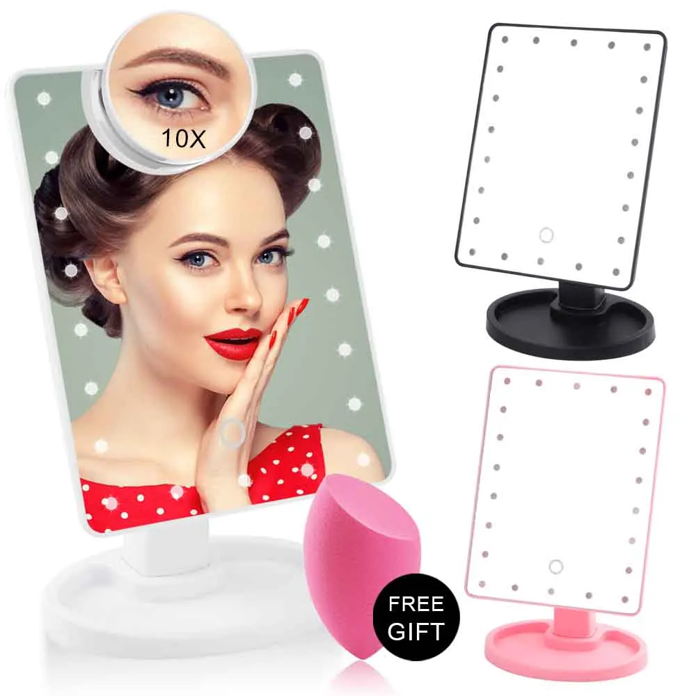 Зеркало для макияжа с сенсорным экраном 16/22 светодиодный косметический диммер 10X