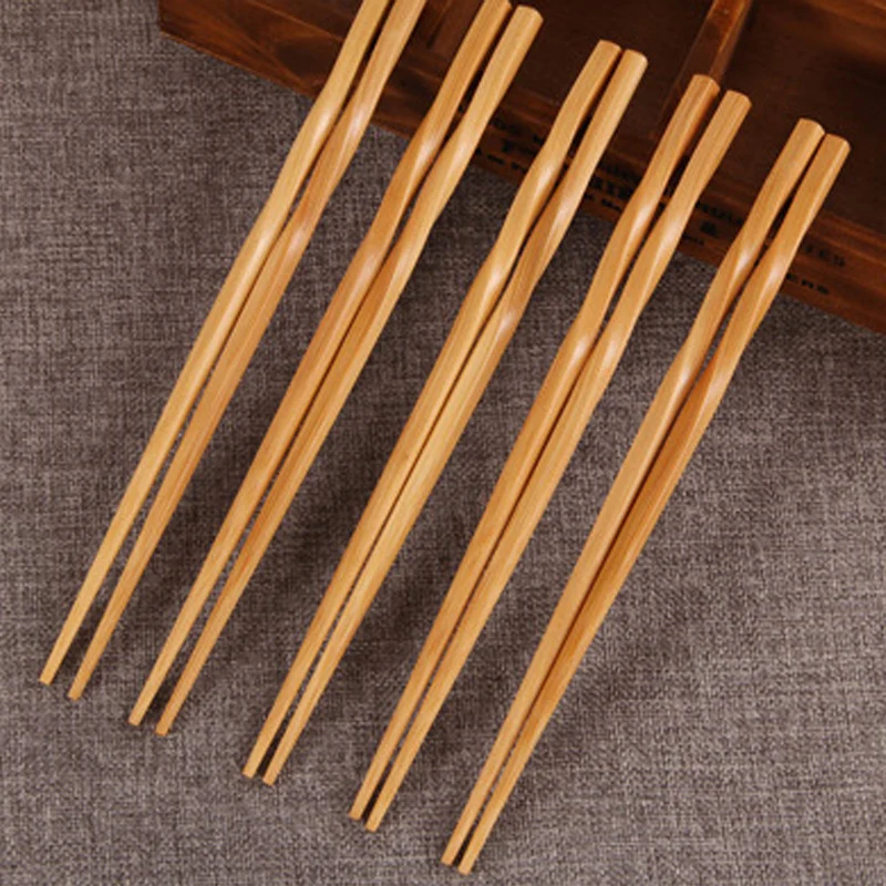 

1/5Pair 24cm Natural Bamboo Wood Chopsticks Healthy Chinese Carbonization Reusable Sushi Food Non-slip Chopsticks Tableware