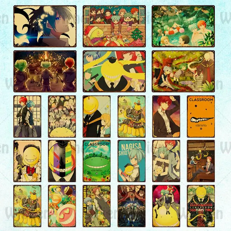 

Japanese Anime Assassination Classroom Metal Tin Sign Wall Art Vintage Poster Metal Plaque Home Decor Bar Pub Anime Club Decor