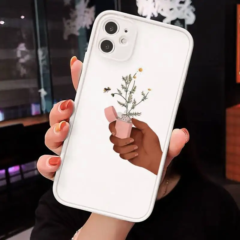 

Finger Art Aesthetic Hand luxury Phone Cases shell matte transparent For iphone 7 8 11 12 plus mini x xs xr pro max cover