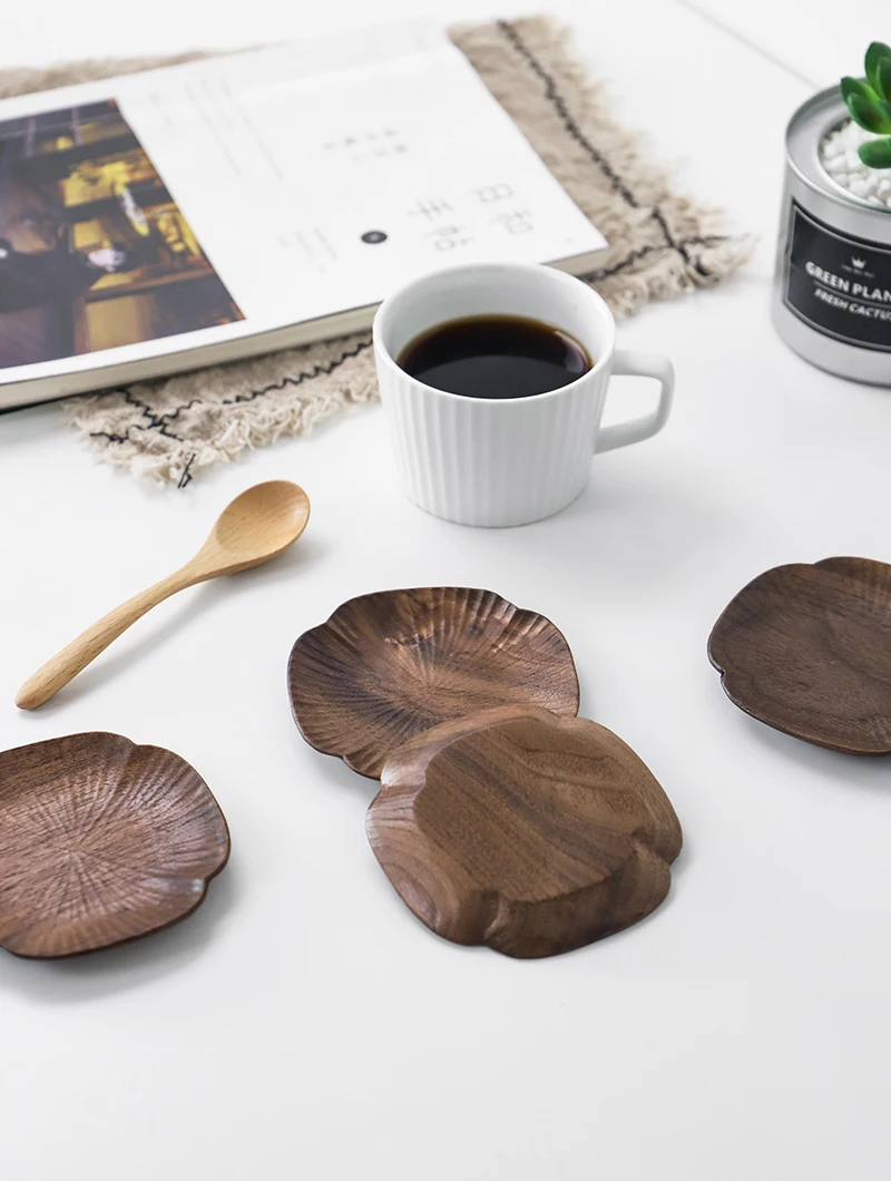 Коврик для чашки из массива дерева в японском стиле креативный коврик чашек