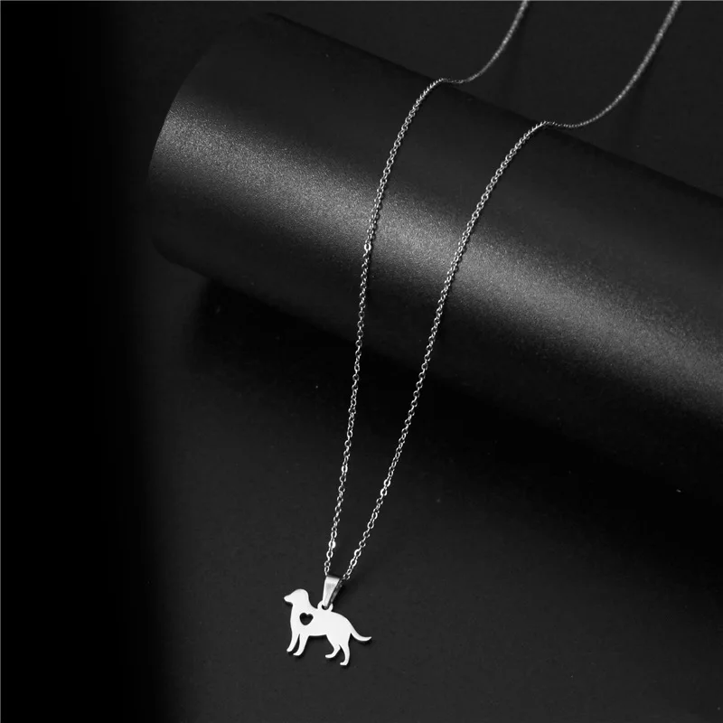 

2021 New Stainless Steel Cute Dog Heart Necklaces Puppy Dog Animal Necklace Jewelry Women Clothing Accessories Wholesale