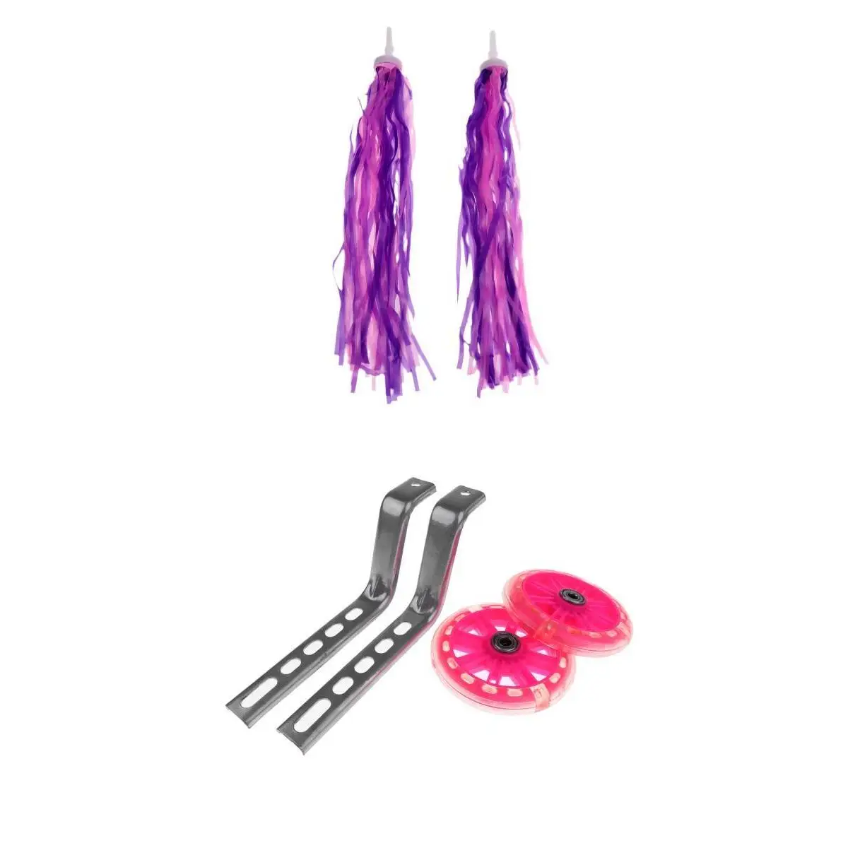 

Kids Bike Stabilizer Bicycle Training Learning Wheel Pink Handlebar Streamer