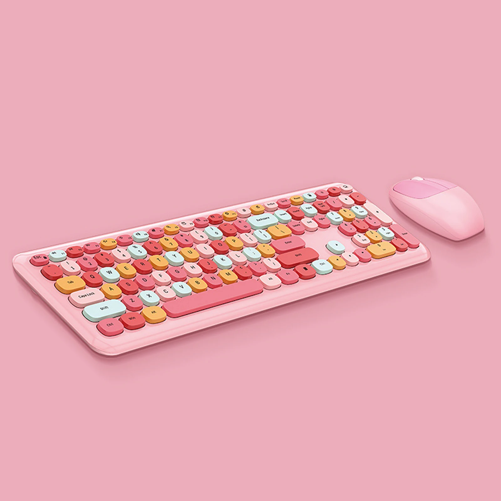 

Mini Multi-Colour 2.4G Wireless Keyboard and Mouse Kit for Girls, Silent click, High Sensitivity