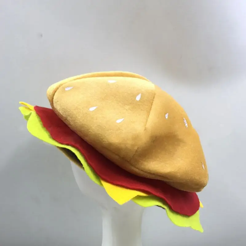 

Adult Kids Funny Fast Food Fancy Hat Hamburger Shaped Carnival Halloween Costume