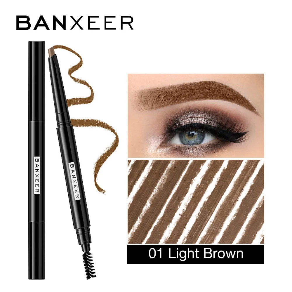 1 Light Brown BANXEER для бровей, 4 цвета, водостойкий, для бровей, стойкий, для бровей, карандаш для татуировки, прочный, черный, коричневый, с защитой от пятен, карандаш для бровей - Цвет: 1 Light Brown