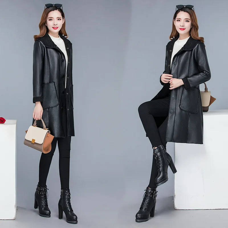 Женская куртка из искусственной кожи Lusumily XL 5XL размера плюс в Корейском стиле