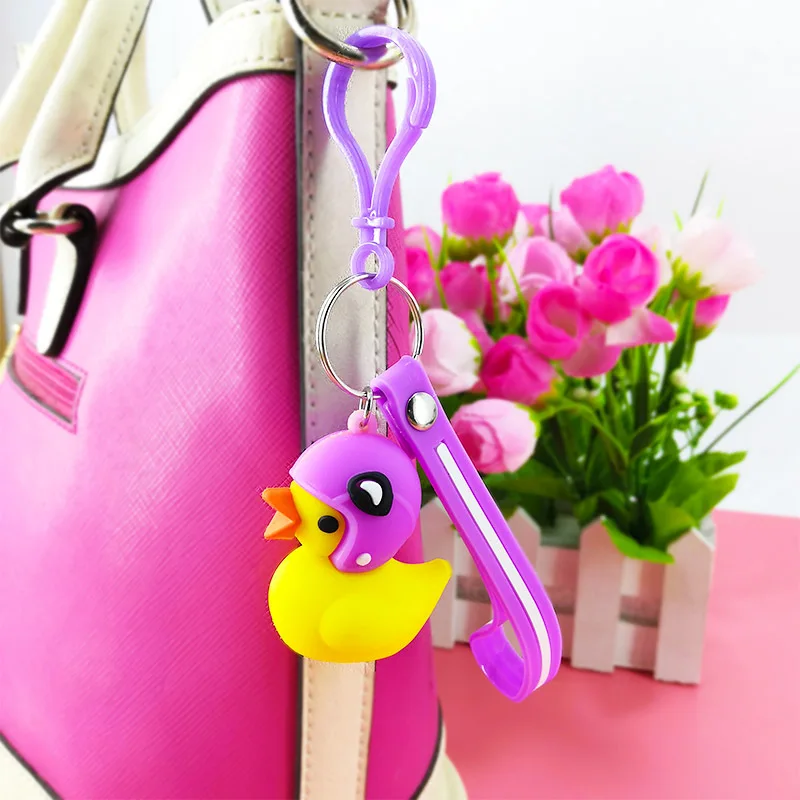 2019 cute cartoon PVC helmet small yellow duck keychain pendant bag car hanging decoration creative gift | Украшения и аксессуары