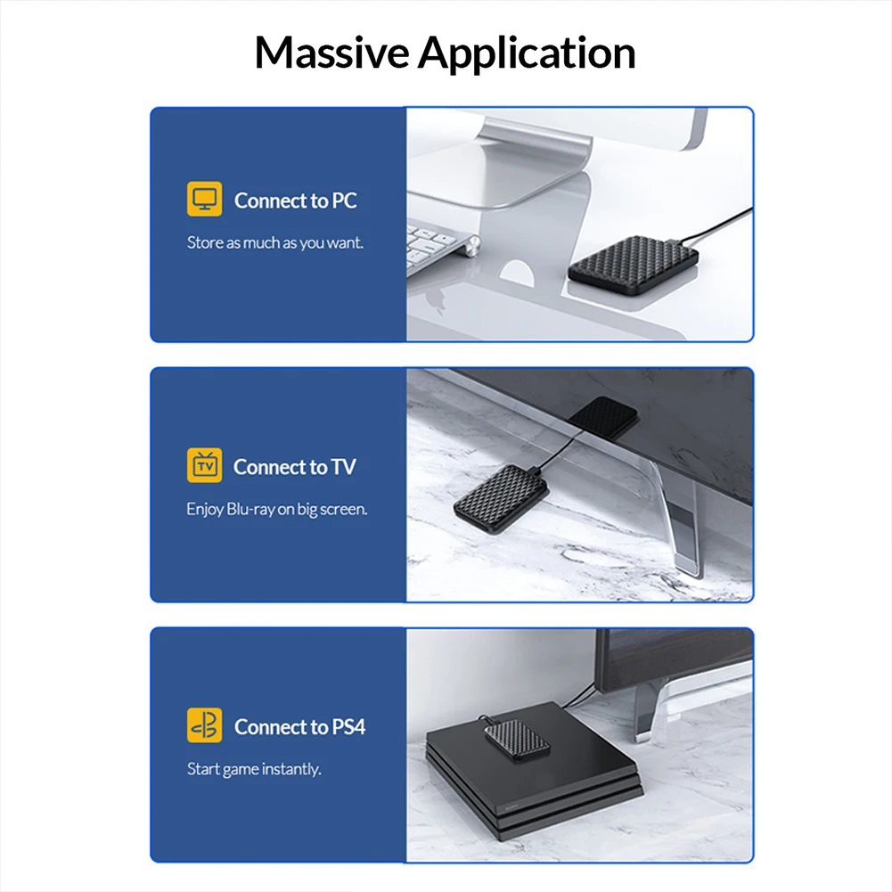 

ORICO External Hard Disk Case 2.5 inch SATA HDD SSD External Box 4TB Type C to USB 3.0/3.1 HDD Housing for 7mm-9.5mm SSD
