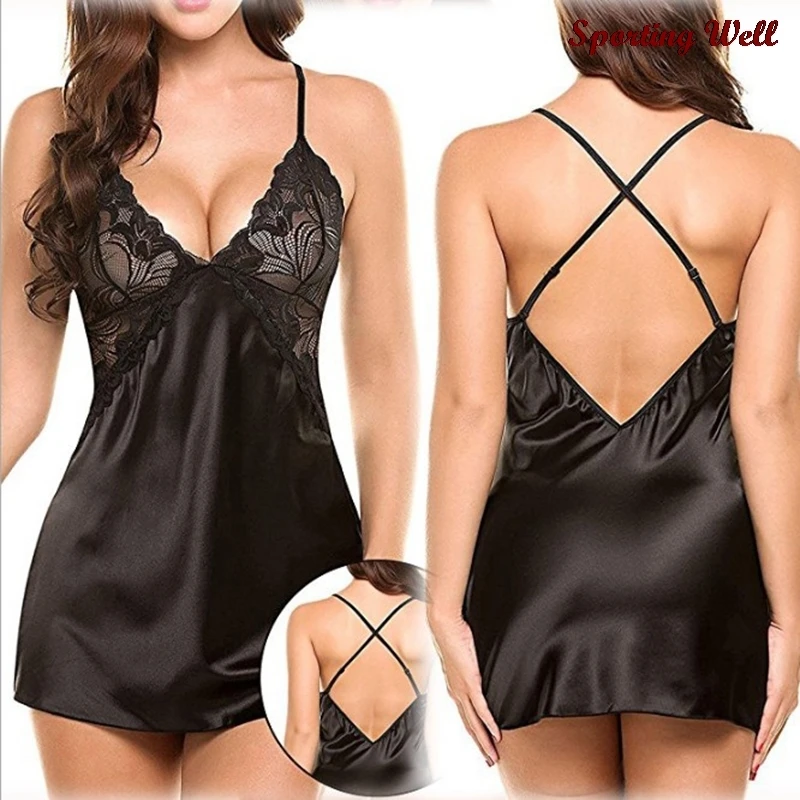 

New Women Sexy Lace Sling Lingerie Nightwear Robe Babydoll Sleepwear NIghtdress