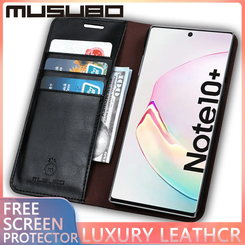 Роскошный кожаный чехол MUSUBO для Samsung Galaxy NOTE 10 + Магнитный телефона с полной