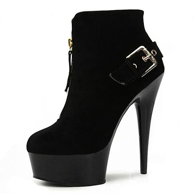 

15 CM Ultra High heels Autumn winter boots Ladies shoes Ankle boots heels Fashion Sexy Hot sale Platform Motorcycle boots