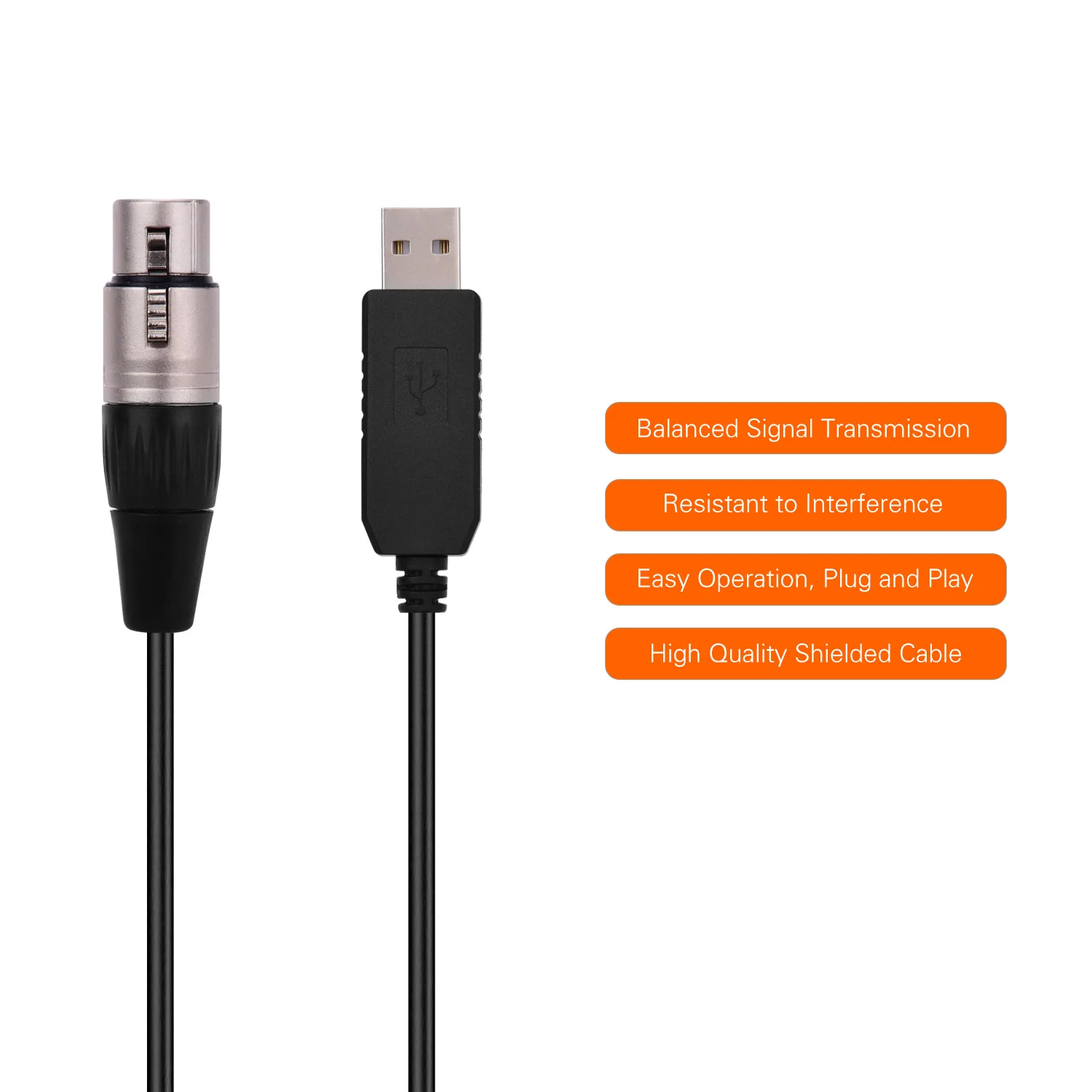 Кабель-преобразователь с USB на 3Pin XLR Female интерфейс для подключения к компьютеру