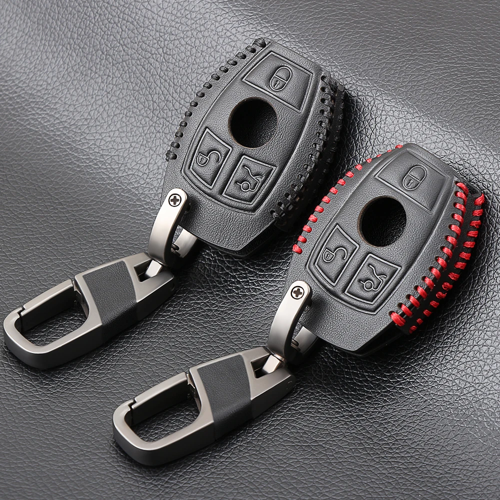Genuine Leather Car Remote Key Shell Case Cover for Mercedes Benz Class W205 E W212 A B S GLC GLA GLK Accessories | Автомобили и