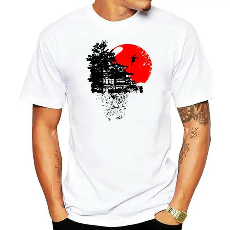 

T Shirts Short fashion men 2020 New style summer man Japanese Temple jump and fly Japan Armored Samurai Printed for mans tshirt