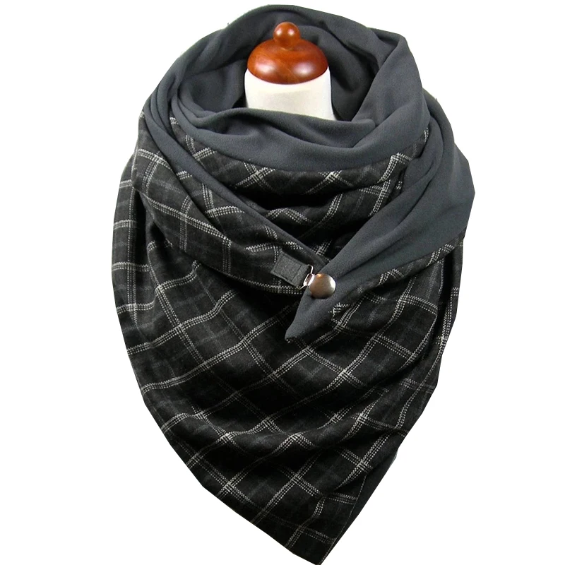 

2020 Fashion Scarf Women Winter Shawl Pashmina Scarf Cotton Soild Dot Print Button Poncho Soft Wrap Thicken Warm Ring Scarves