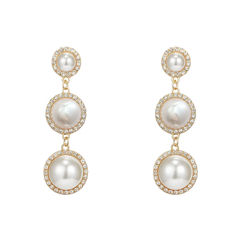 

Circle Pearl Tassel Earrings Women Fashion Stud Earrings 925 Silver Needle Earrings Jewelry for Women