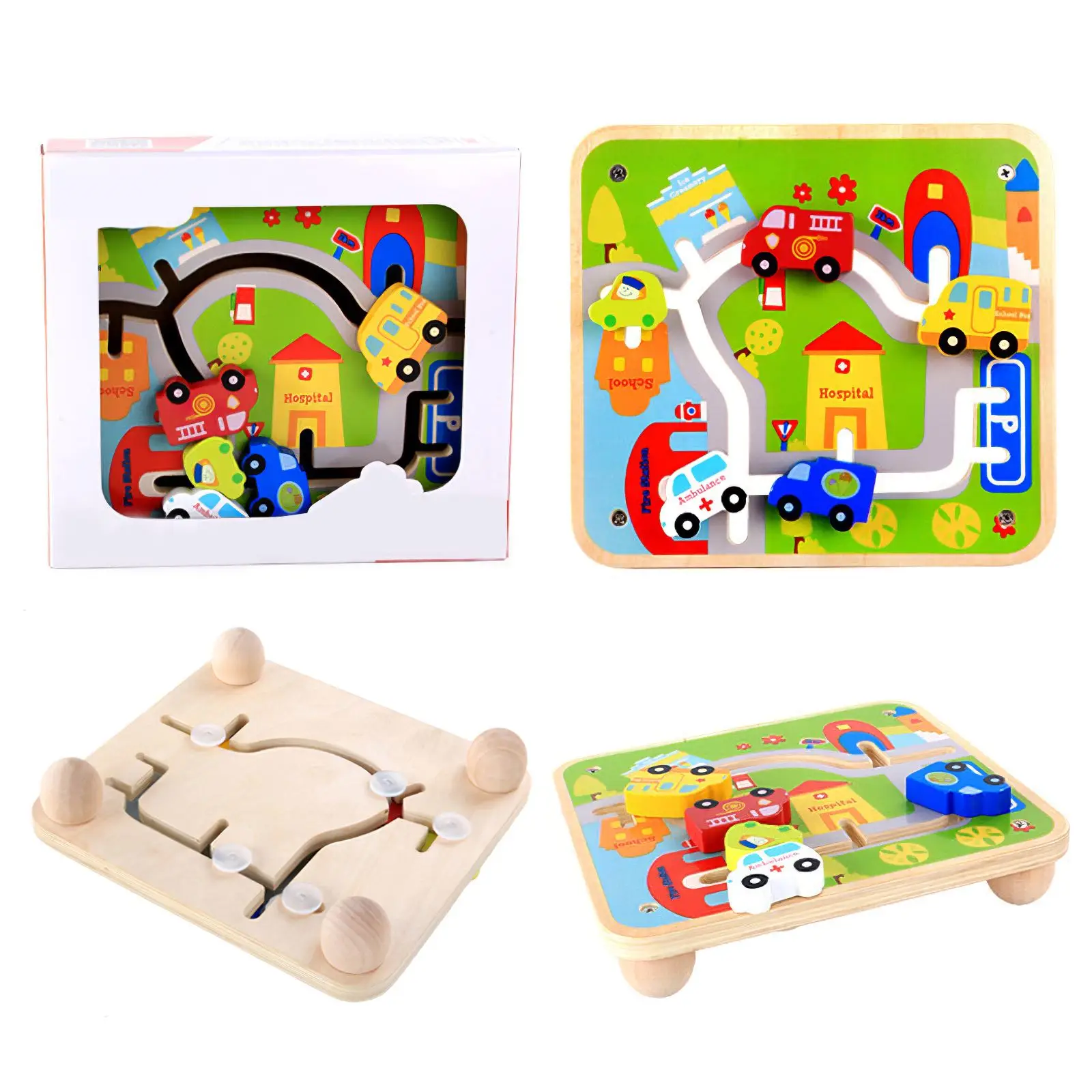 

Wooden Traffic Matching Toy Interactive Vehicle Sorting Toy Color Recognition Preschool Educational Toy for Kids Kindergarten