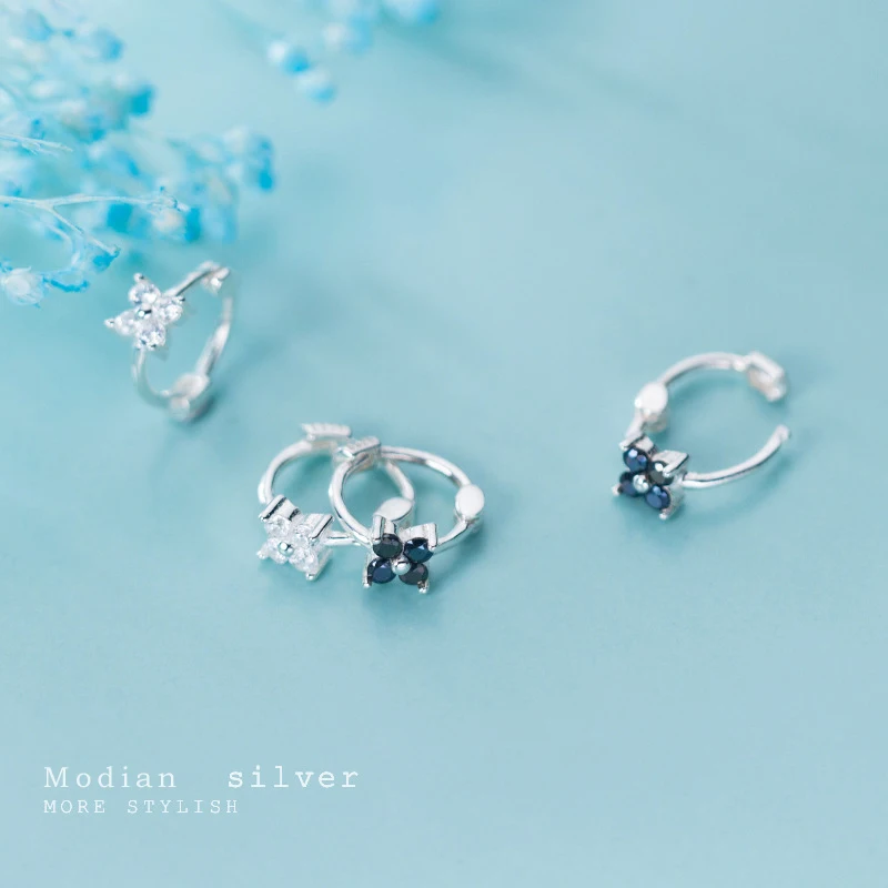 Modian Искрящийся черный циркон цветы кольца в виде капель с кристаллами форме