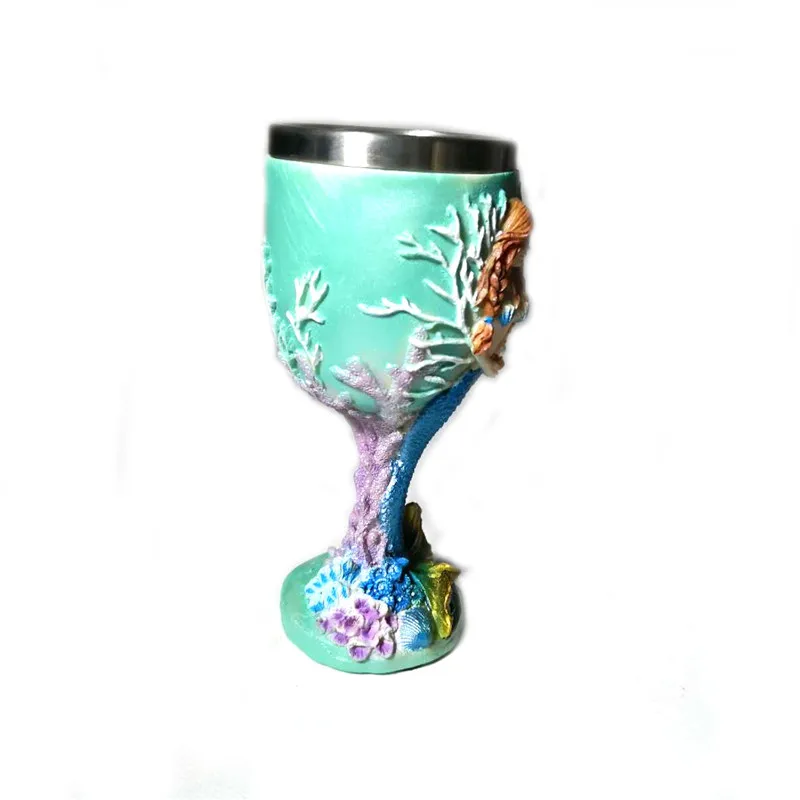 Креативные бокалы русалки из полимера и нержавеющей стали для вина виски