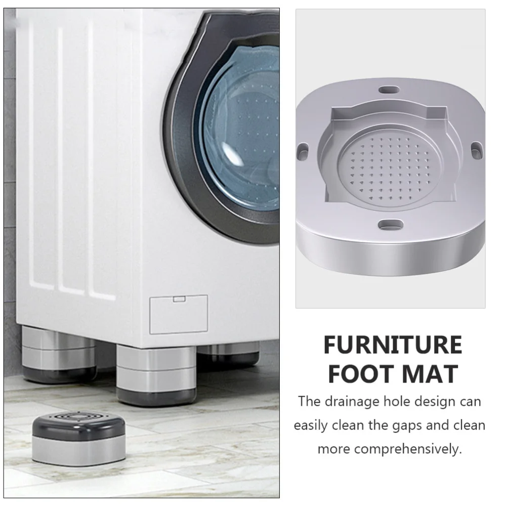 

4Pcs Universal Fridge Base Heightening Pads Wear-resistant Anti-slip Pad (Grey)