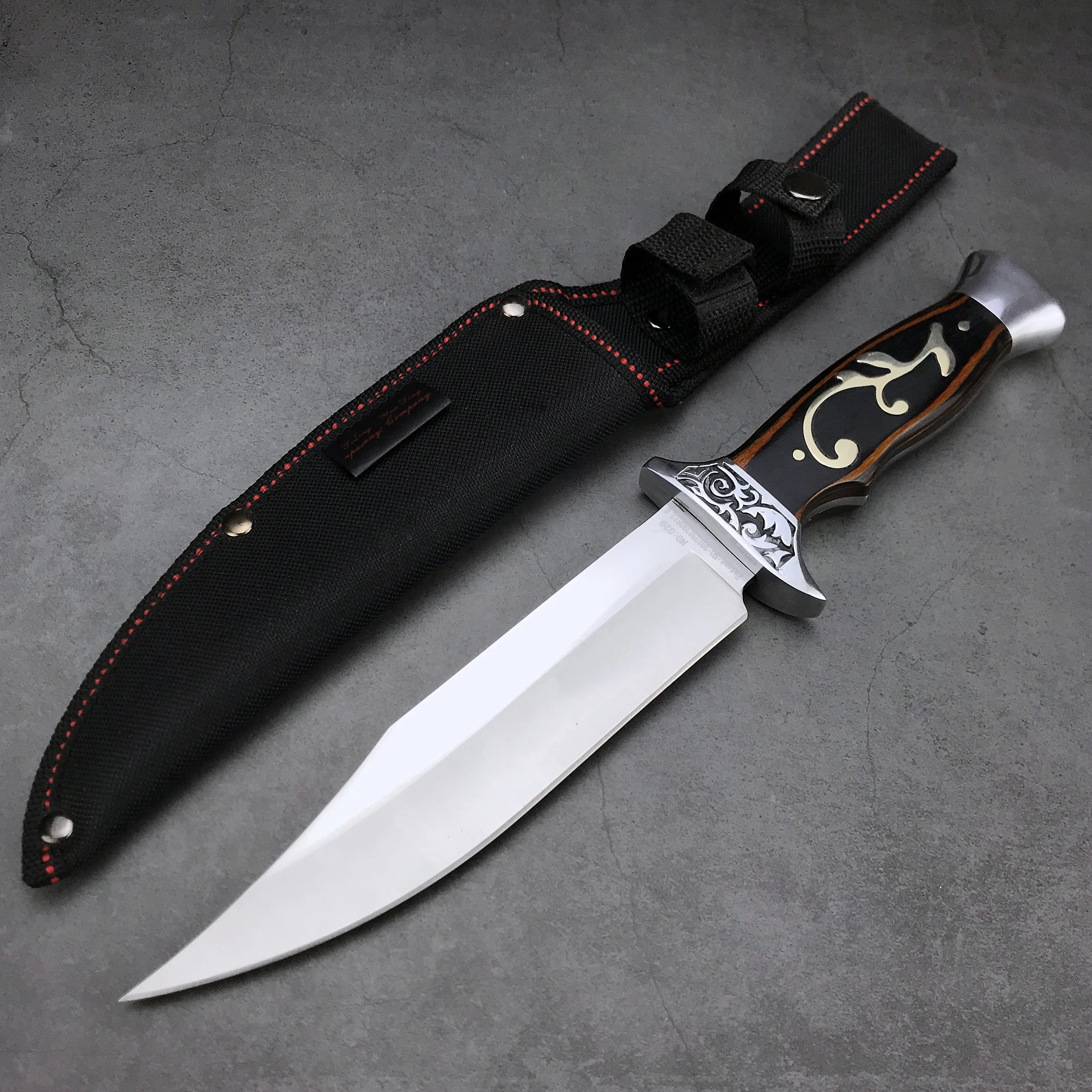 

Military Heavy Sturdy 3CR13 Steel Tactical Fixed Blade Wood Handle Survival Hunting Knife Jungle Camping Tool Gift Nylon Sheath