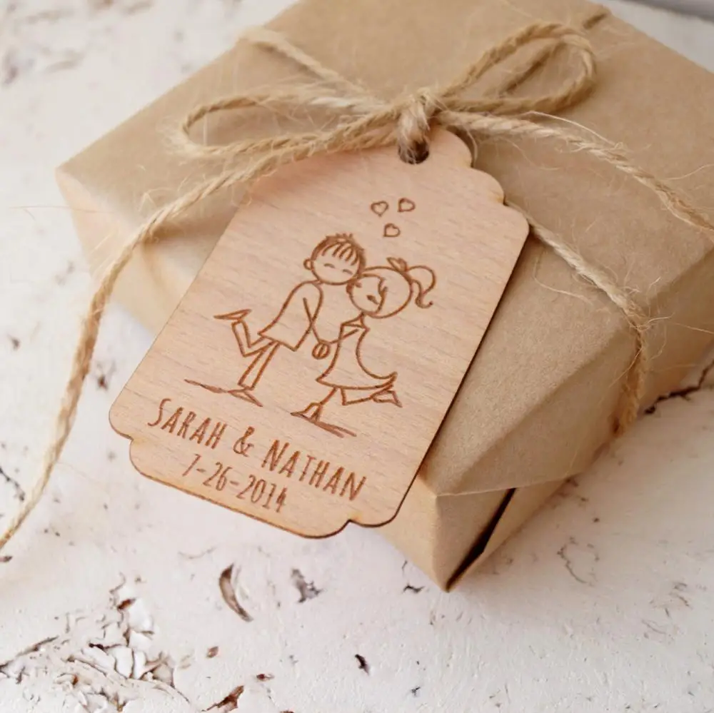 Wedding Favor Tags Personalized Thank You Rustic Custom Engraved Wooden party favors gifts event decoration | Дом и сад