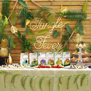 OurWarm бумажные подарочные пакеты в стиле сафари, товары для детского дня рождения, сумки для конфет, украшения для тематической вечеринки джунглей, сумочки для сувениров