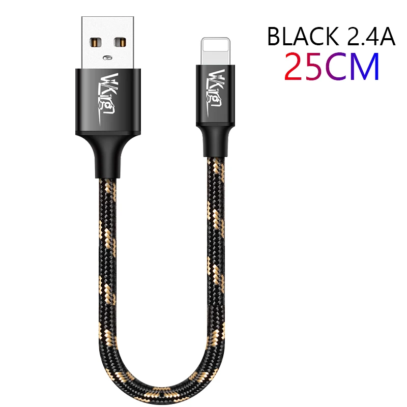Black-25CM Для iphone USB кабель 1,2 A для зарядки данных м/2 м/3 м для iphone X XS XR 8 7 6 6 S телефонный кабель металлический нейлоновый плетеный кабель для быстрой зарядки - Тип штекера: Black-25CM