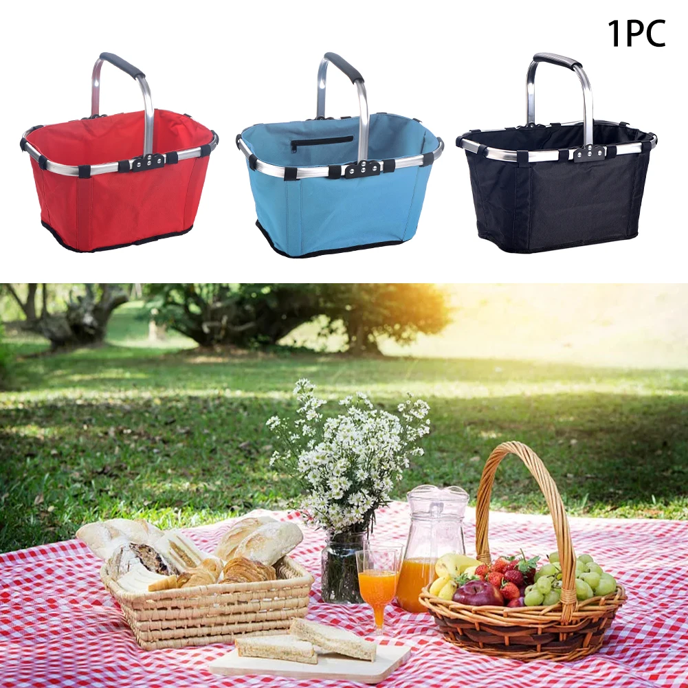 Foldable Portable Shopping Basket Space Saving Large Storage Kitchen Outdoor Picnic Camping Aluminum Frame Reusable Grocery | Дом и сад