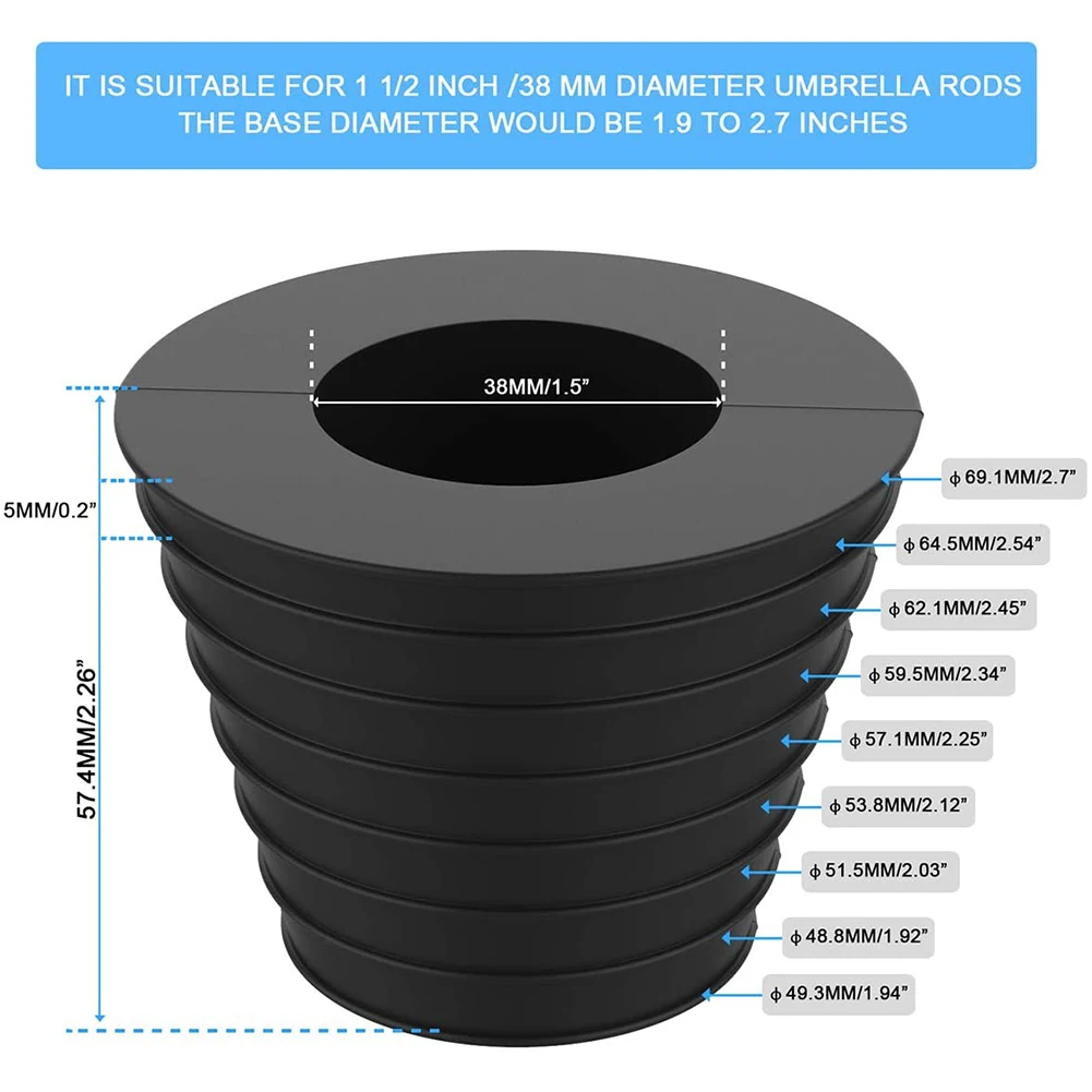 

Patio Table Umbrella Tapered Wedge Ring Fits Umbrella Pole Diameter 38mm for Terrace Table Hole Opening or Parasol Base Stand