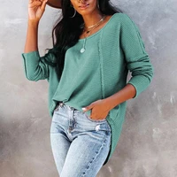 t shirt womens new autumn and winter simple solid color round neck long sleeved fashion t shirt all match wm