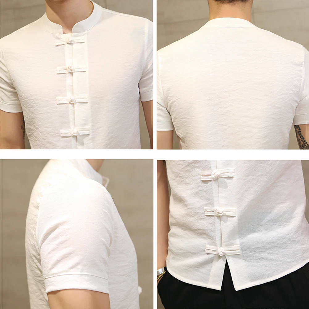 Традиционный китайский Тан костюм для мужчин размера плюс летние шорты рукав