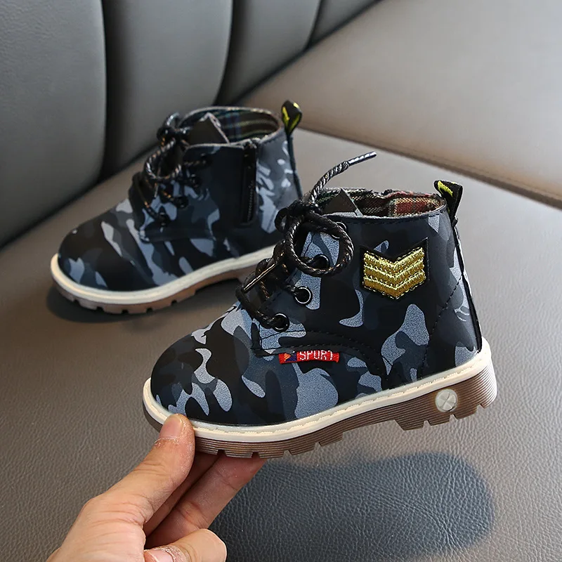 

2021 Autumn And Winter New Children's Martin Boots Fashion Camouflage Boots Boys And Girls Warm Ankle Boots
