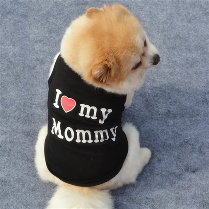 Одежда для собак весна/лето жилет футболка с надписью I LOVE MY MOMMY Dog рубашка