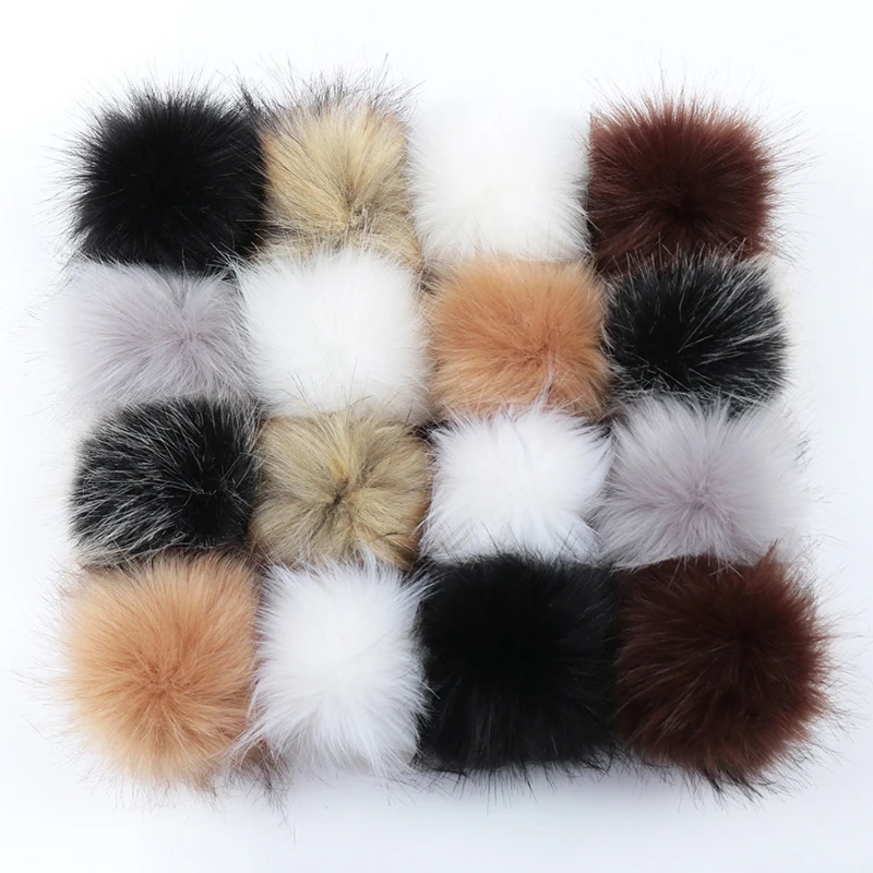 Ful Furry Pom Pom Ball With Press Button Removable Fluffy Pompom For Hat Shoes Scarf Accessories