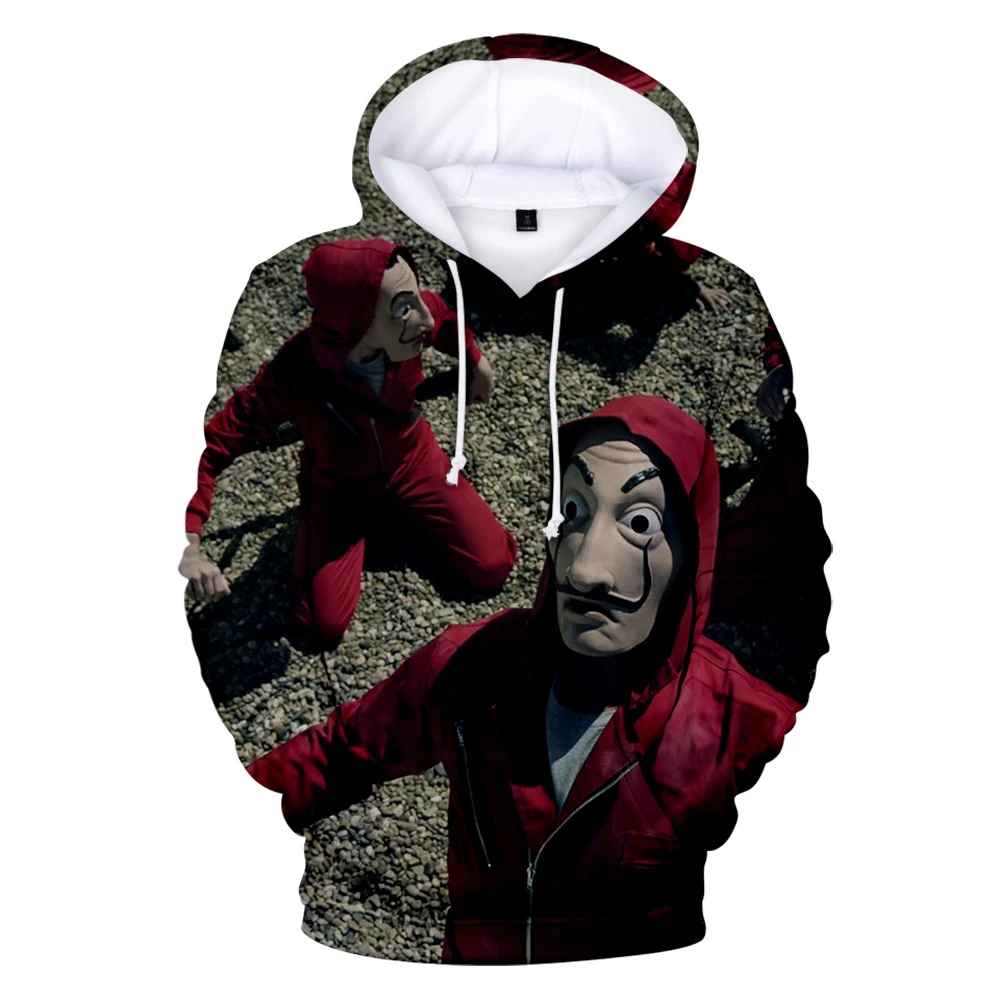 

2020 New La Casa De Papel 3D Hoodie Men/Women Fashion Casual Sweatshirt Money Heist Pullover Handsome Hooded Streetwear Coats