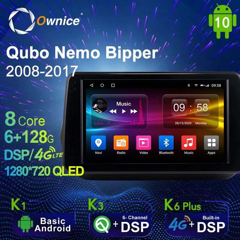 

Ownice 6G+128G Android 10.0 Car Multimedia Radio Player for Fiat Fiorino Qubo For Citroen Nemo For Peugeot Bipper Auto 4G LTE